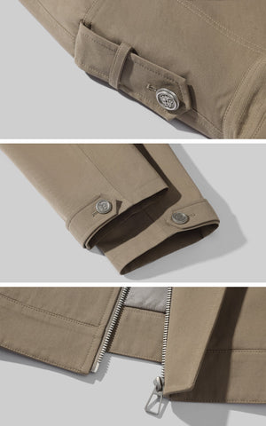 Structured High-Collar Trench Jacket with Asymmetric Closure