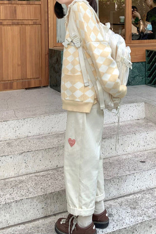 High Waist Sweet Love Shaped Vintage Corduroy Pants