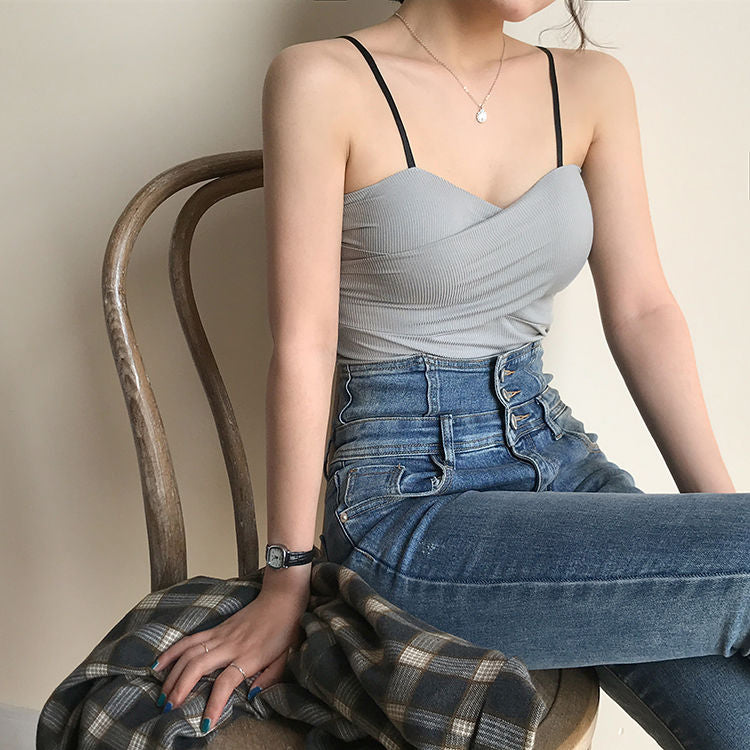 Sexy Spaghetti Strap Camisole Crop Tops