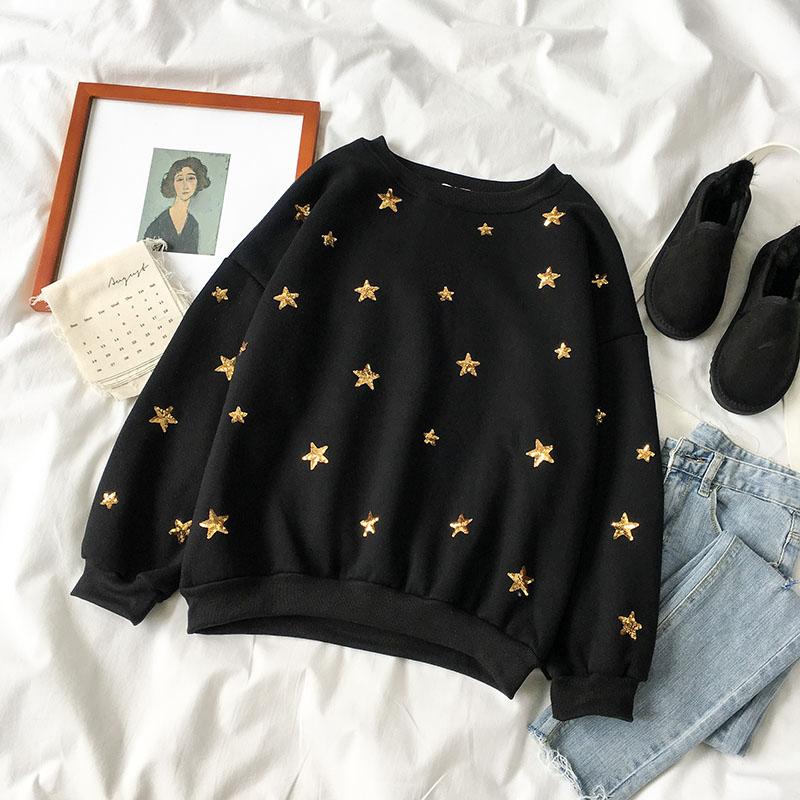 Sequin Stars O-Neck Sweater