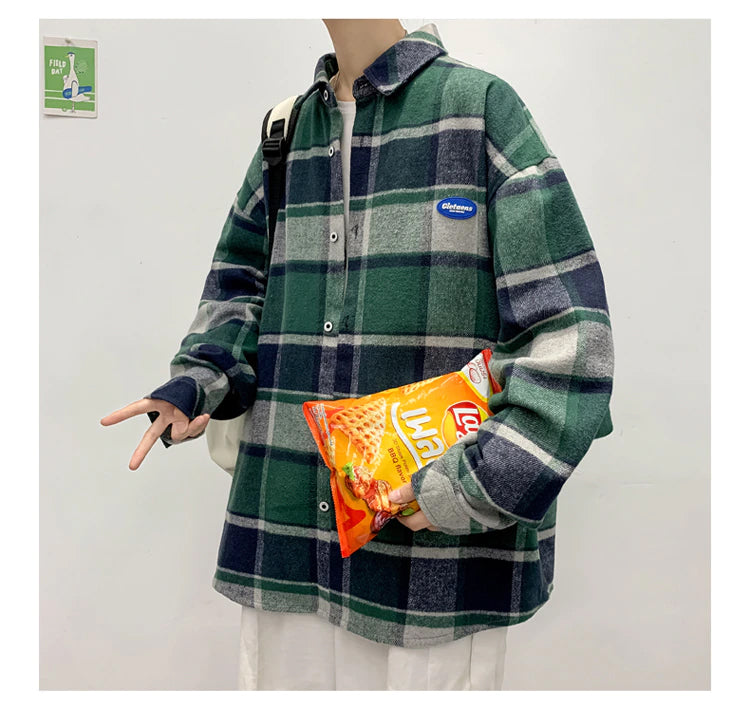 Vintage Plaid Flannel Thick Style Long Sleeve Shirt