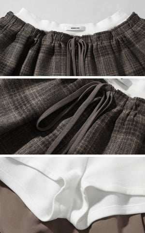 Plaid Mini Skirt with Contrast Waistband