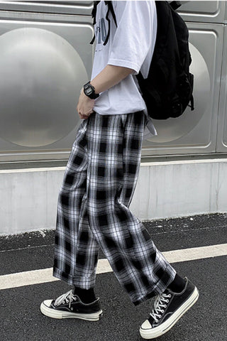 Retro Plaid Hip Hop Style Loose Pants