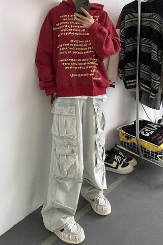Light Blue Cargo Multi Pockets Jeans Pants