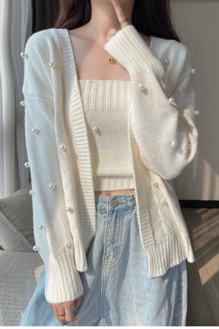 Pearl Style Knitted Cardigan Sweater