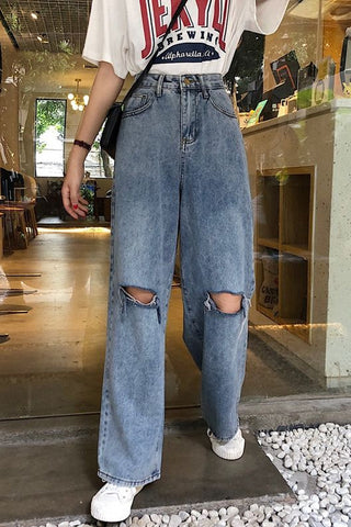 Vintage Knieloch zerrissene Jeanshose 