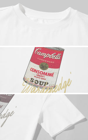 Oversized Graphic T-Shirt with Soup Can Print