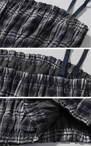 Plaid Hooded Shirt Jacket with Matching Plaid Tube Top Set