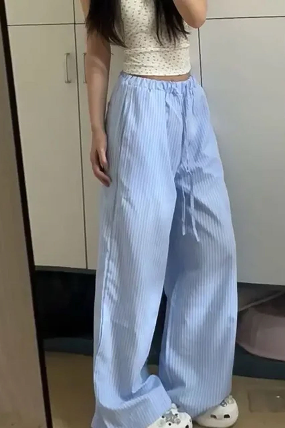 Loose Striped Wide Leg Thin Pants