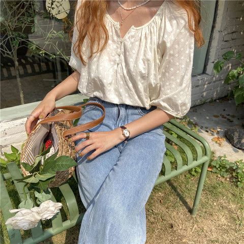 Lockere Eleganz Süßes Retro Blusenshirt 