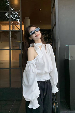Sexy Off Shoulder Flare Sleeve Blouse Shirts