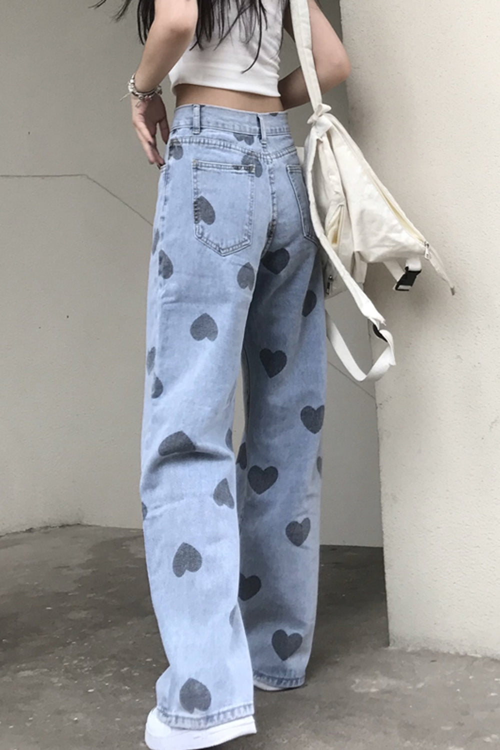 Heart Full Pattern Long Jeans Pants