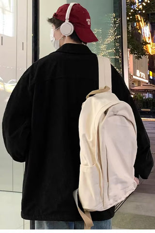 Letter Embroidered Turn Down Collar Corduroy Men Jacket