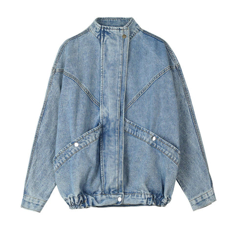 High Collar Loose Denim Jeans Jacket