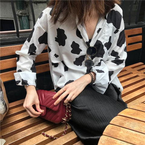 Cow Pattern Printed Loose Shirt