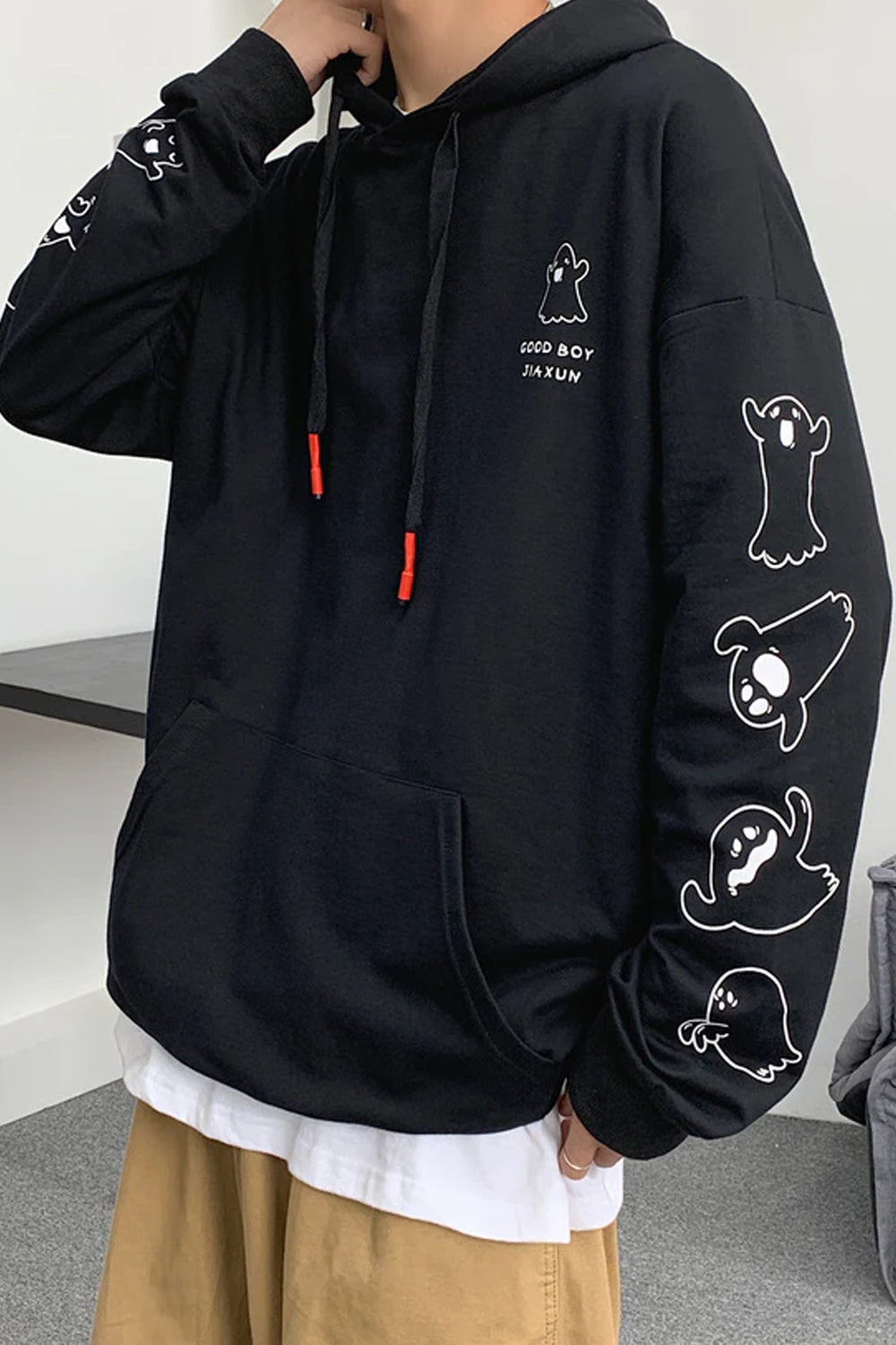 Cute Ghost Sleeve Printed Hoodie