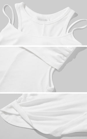 Cutout Layered Tank Top with Asymmetric Hem