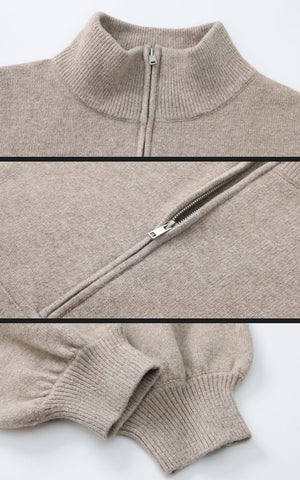 High Neck Oversized Half-Zip Sweater