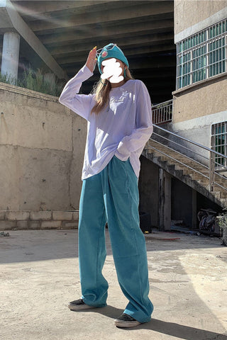 Wide Leg Blue Corduroy Pants