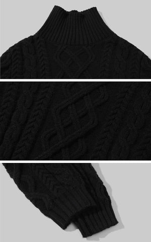 Cable-Knit Turtleneck Cropped Sweater