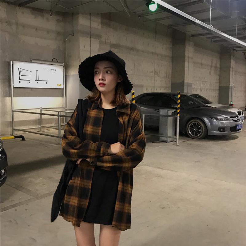 Casual Vintage Plaid Loose Style Shirt