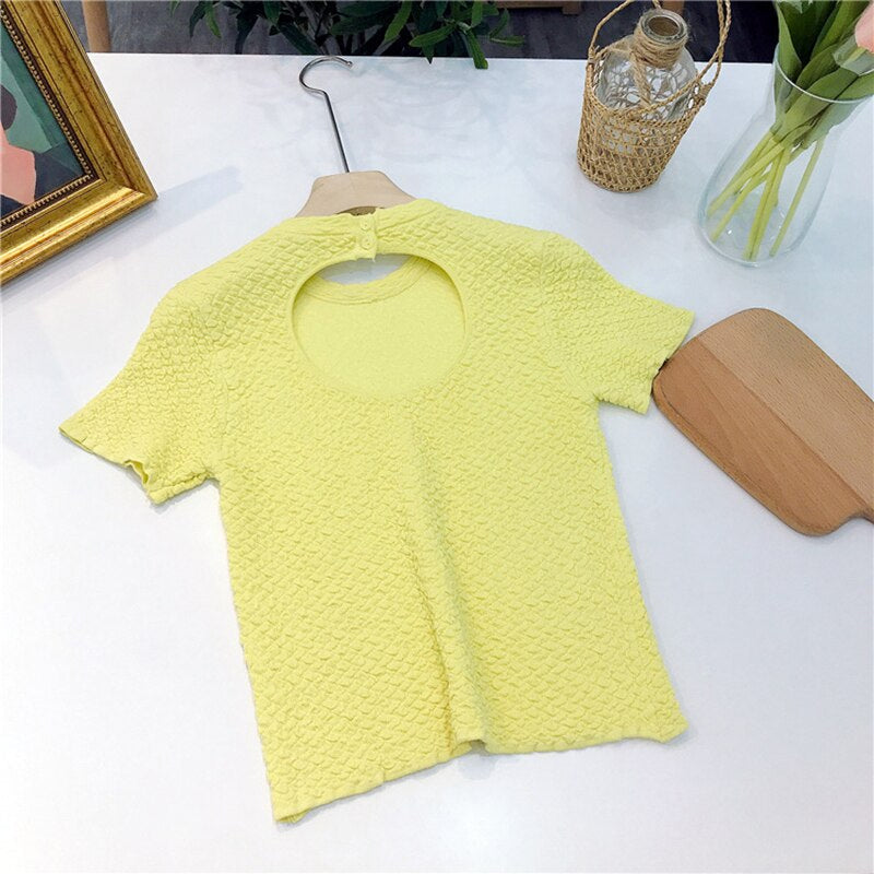 Sexy Strickshirt mit ausgehöhltem Rücken 