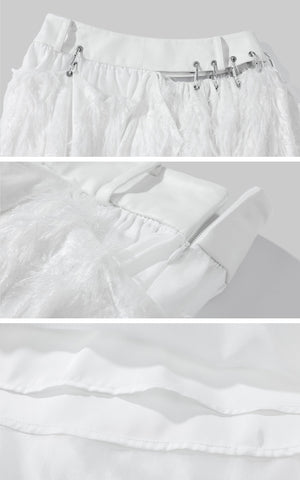 Deconstructed Feather Fringe Skirt