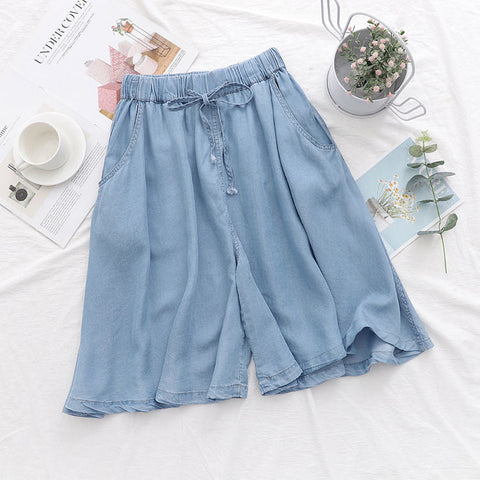 High Waist Elastic Loose Thin Drawstring Shorts Pants