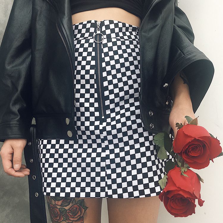 Checkerboard Plaid Skirt