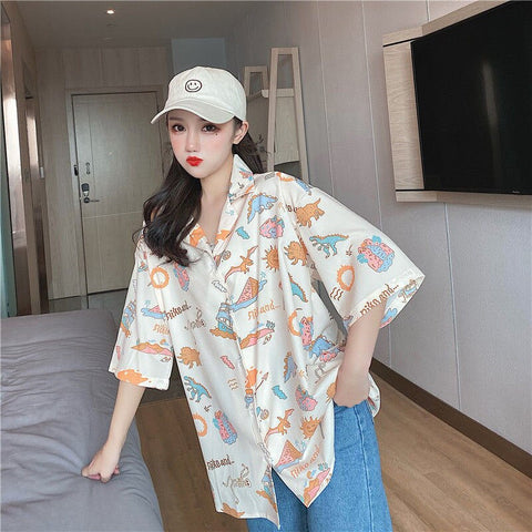 Classic Dinosaurs Printed Loose Shirt