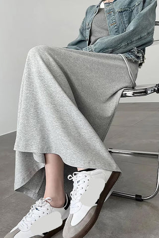 High Waist Elegant Grey Colors A-Line Skirts
