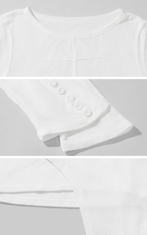 Asymmetric Long Sleeve T-Shirt with Raw Edge Details