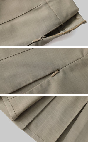 Asymmetrical vest with skirt & pleated skirt set