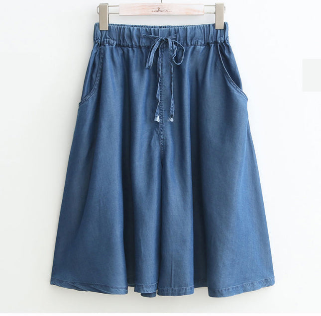 High Waist Solid Drawstring Elastic Shorts Pants