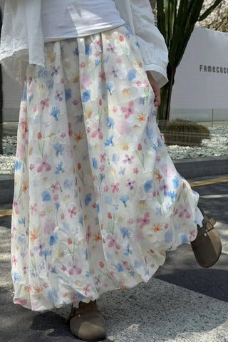 Sweet Floral Elegant Long Skirts