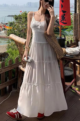 A-Line Spaghetti Strap Long Beach Dress
