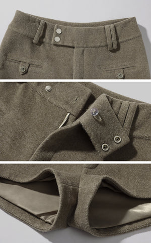 Wool-like Structured High Waist Shorts