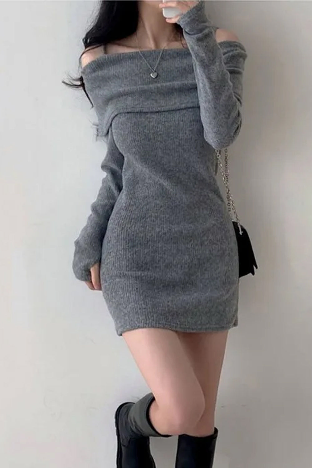 Sexy Slim Off Shoulder Knitted Dress