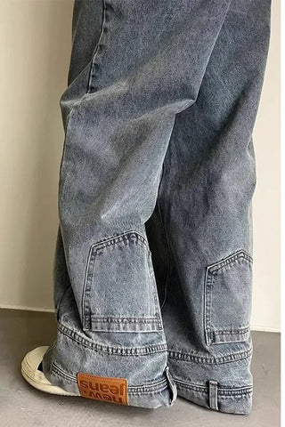 High Waist Reversed Style Jeans Pants
