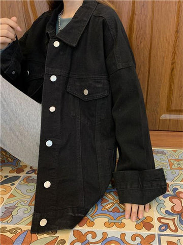 Loose Retro Black Jeans Jacket