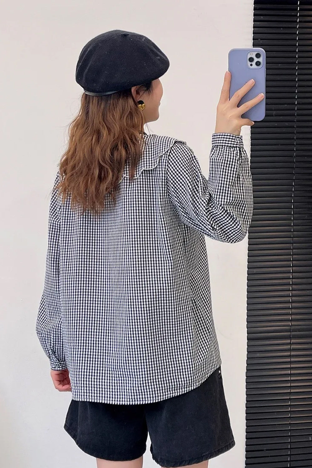 Long Sleeve Doll Collar Striped Blouse Shirt