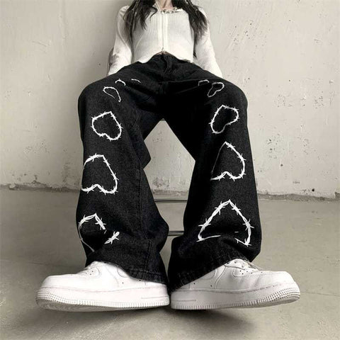 Big Love Pattern Casual Wide Leg Pants