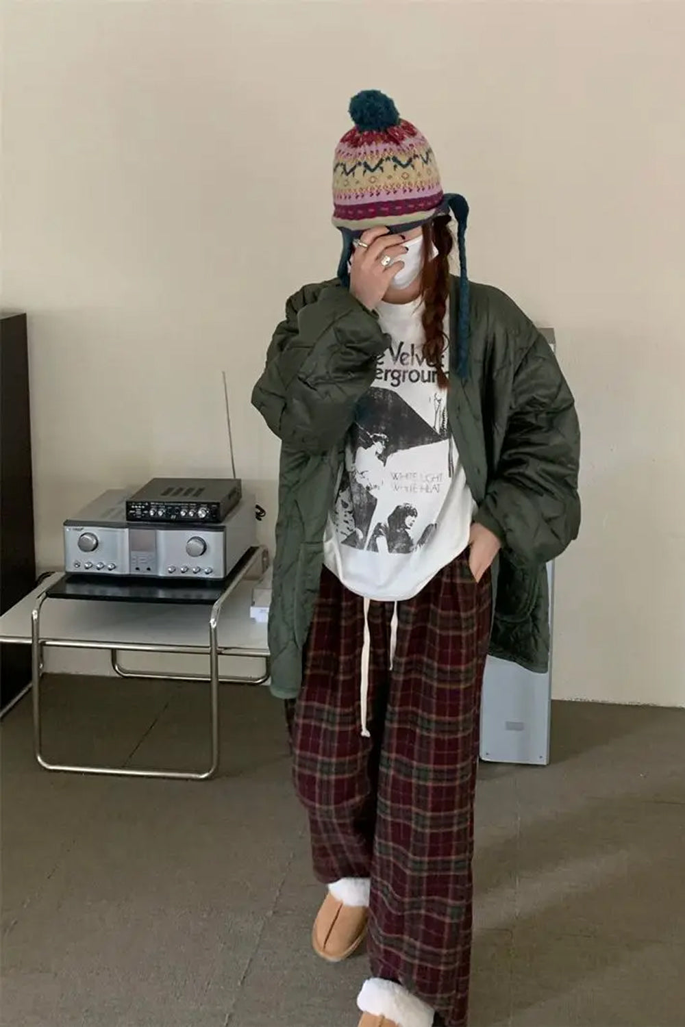 Vintage Plaid Color Wide Leg Loose Pants