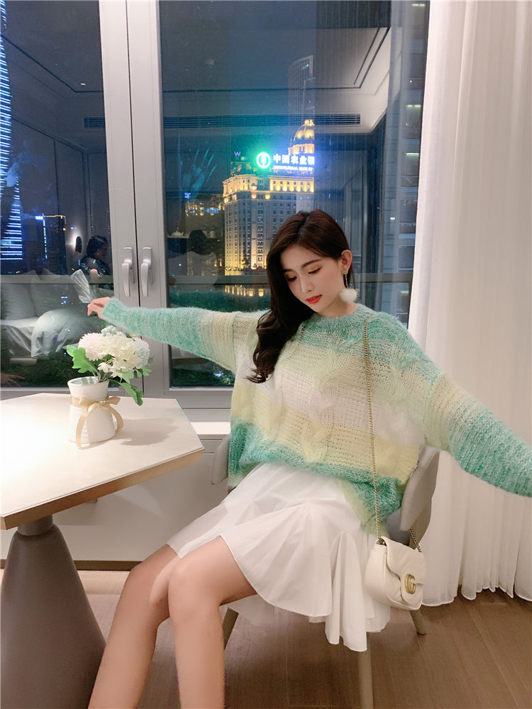 Gradient Color Loose Knitted Sweater