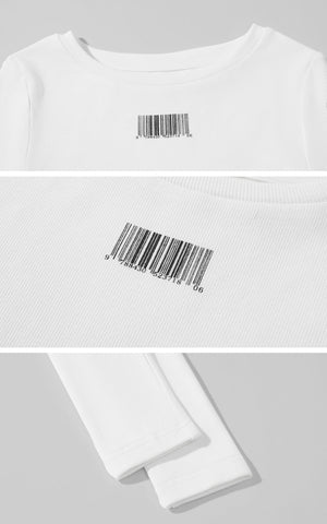 Barcode Fitted Long Sleeve Tee