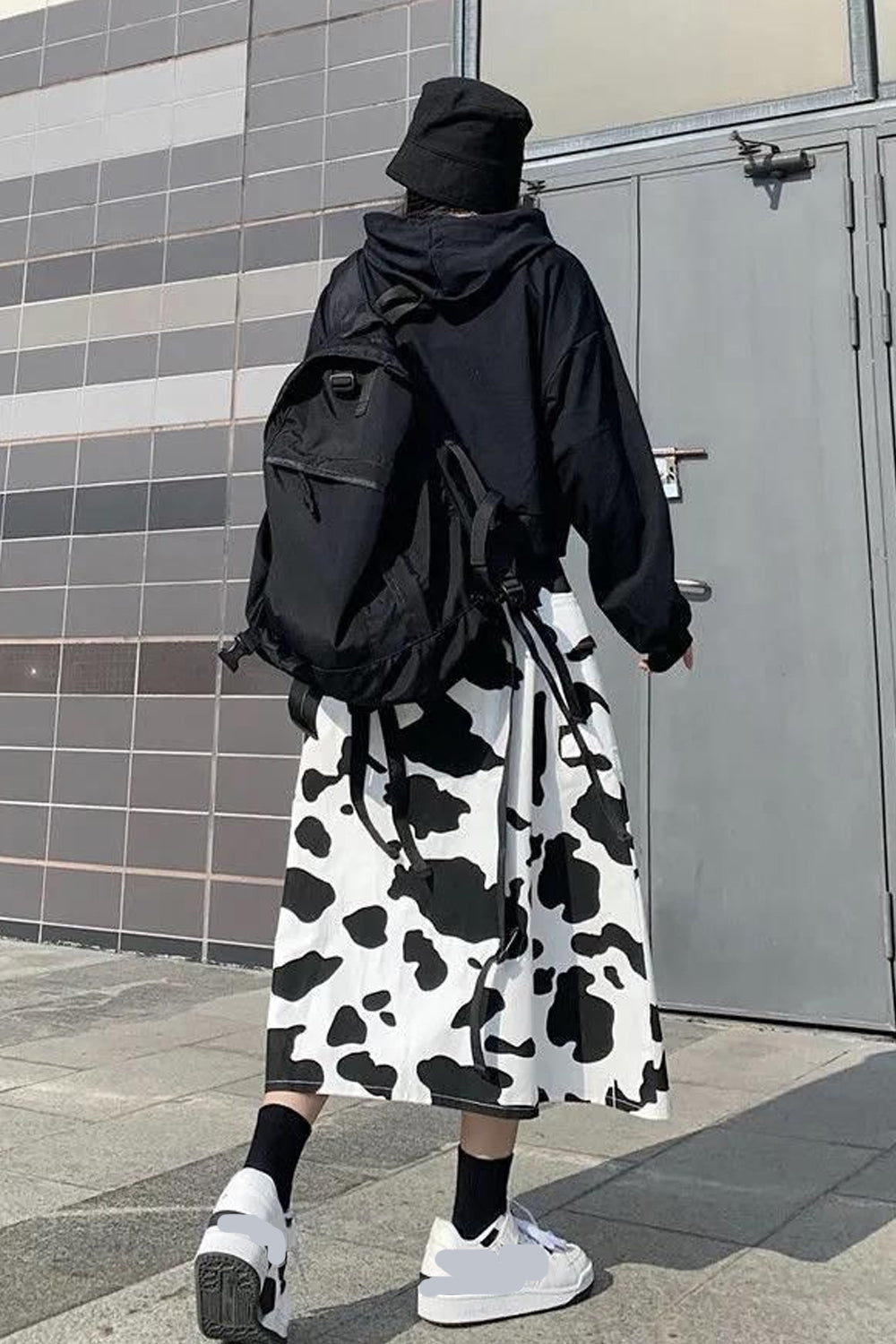 Loose Cow Printed Mid Calf Skirts