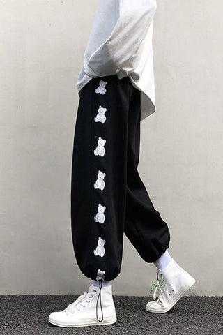 Cute Bear Side Printed Jogging Sweatpants