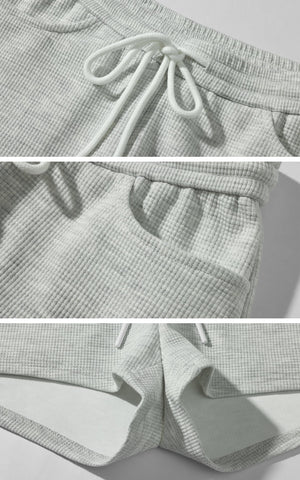Waffle Knit Lounge Shorts with Drawstring Waist