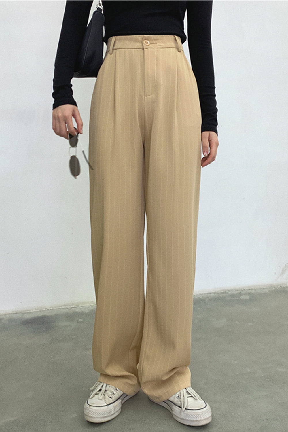 High Waist Retro Striped Office Long Pants