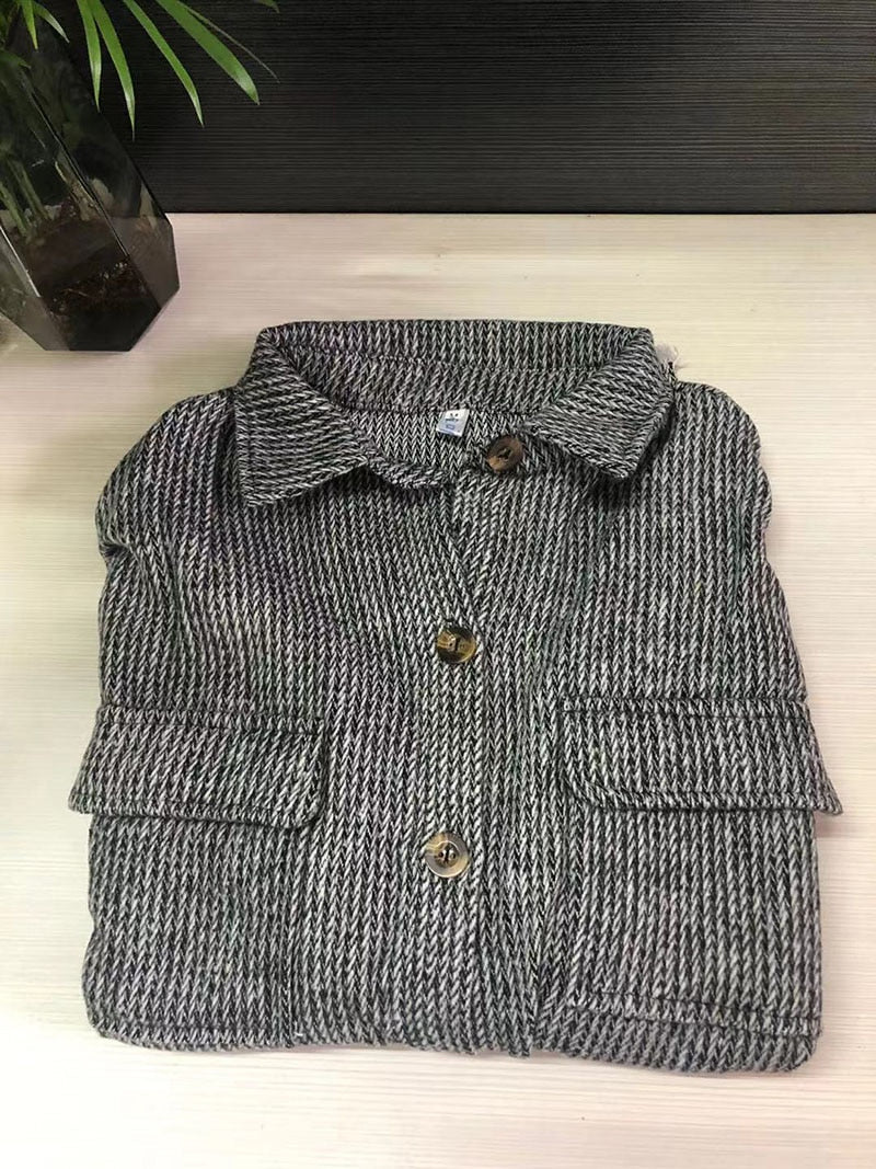 Retro Houndstooth Pattern Tassel Jacket